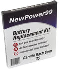 Dash Instructions, Replacement Garmin Battery 35 Year Life Cam with Extended Video One Battery Full Tools, Kit Warranty and