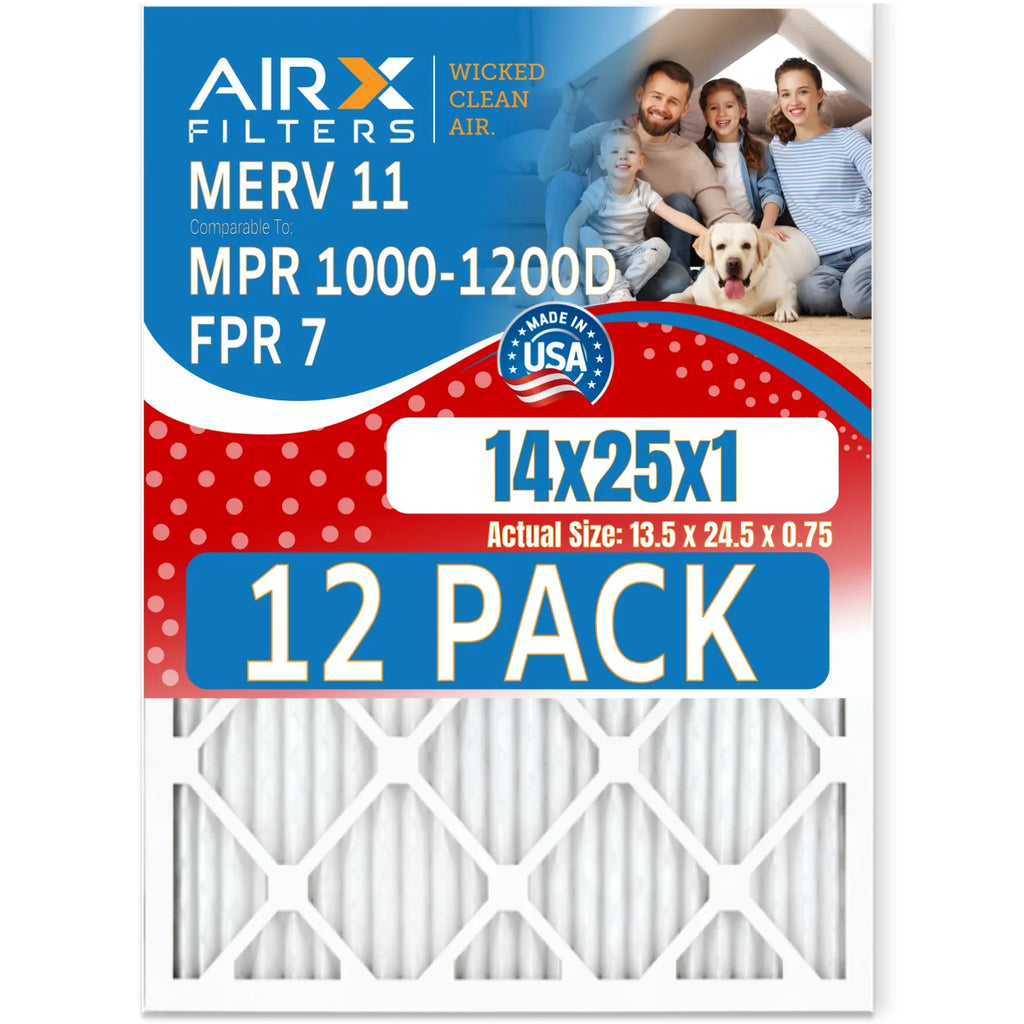 MPR Made 14x25x1 of AIRX USA in - 12 Furnace FILTERS Comparable & CLEAN Air 7 AIR. MERV FPR Rating, MPR 1200 1000, Filters WICKED Pack to 11 Filter by