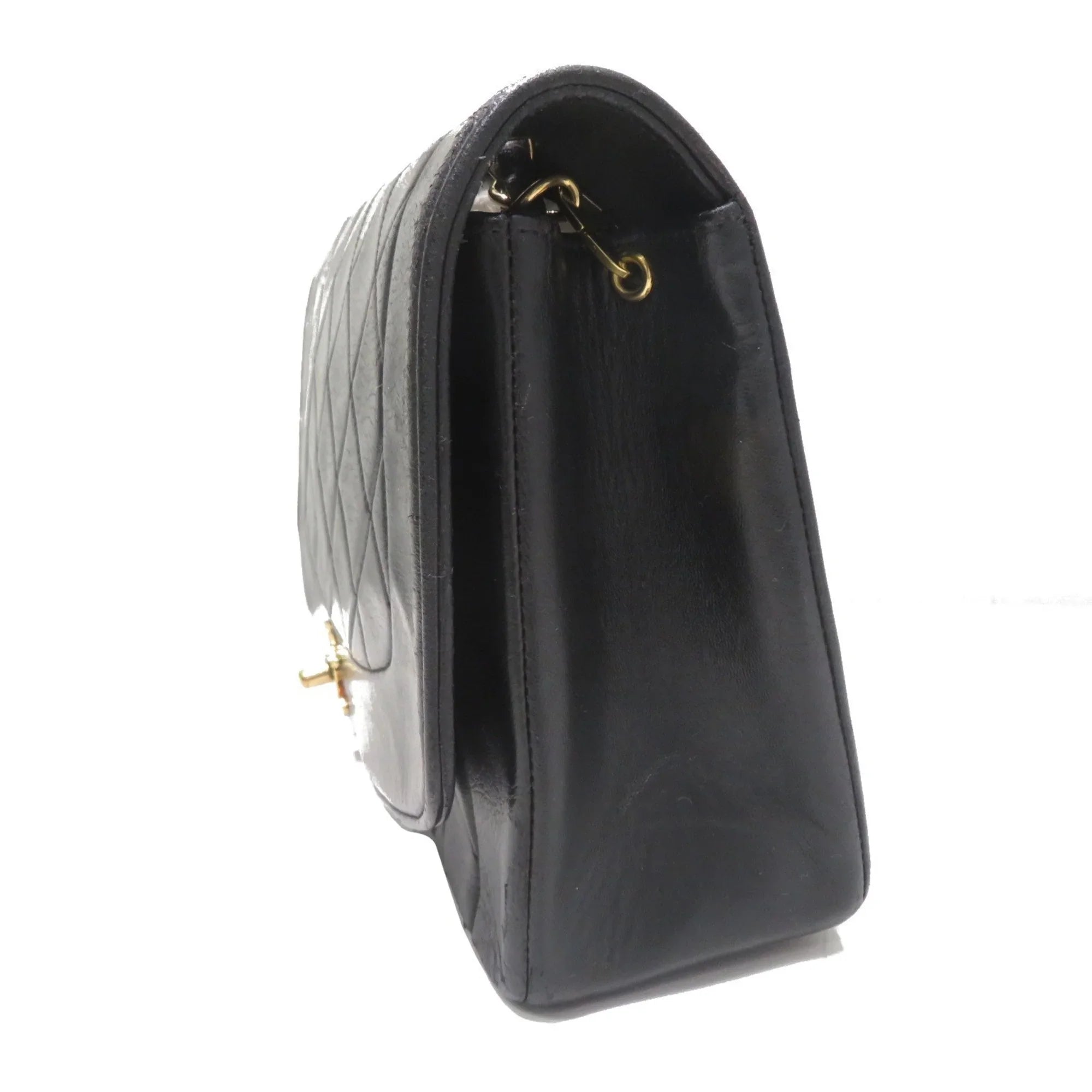 Diana Matelasse Women's Pre-Owned Men's Chain (Fair) Lambskin Shoulder CHANEL Bag Chanel Black