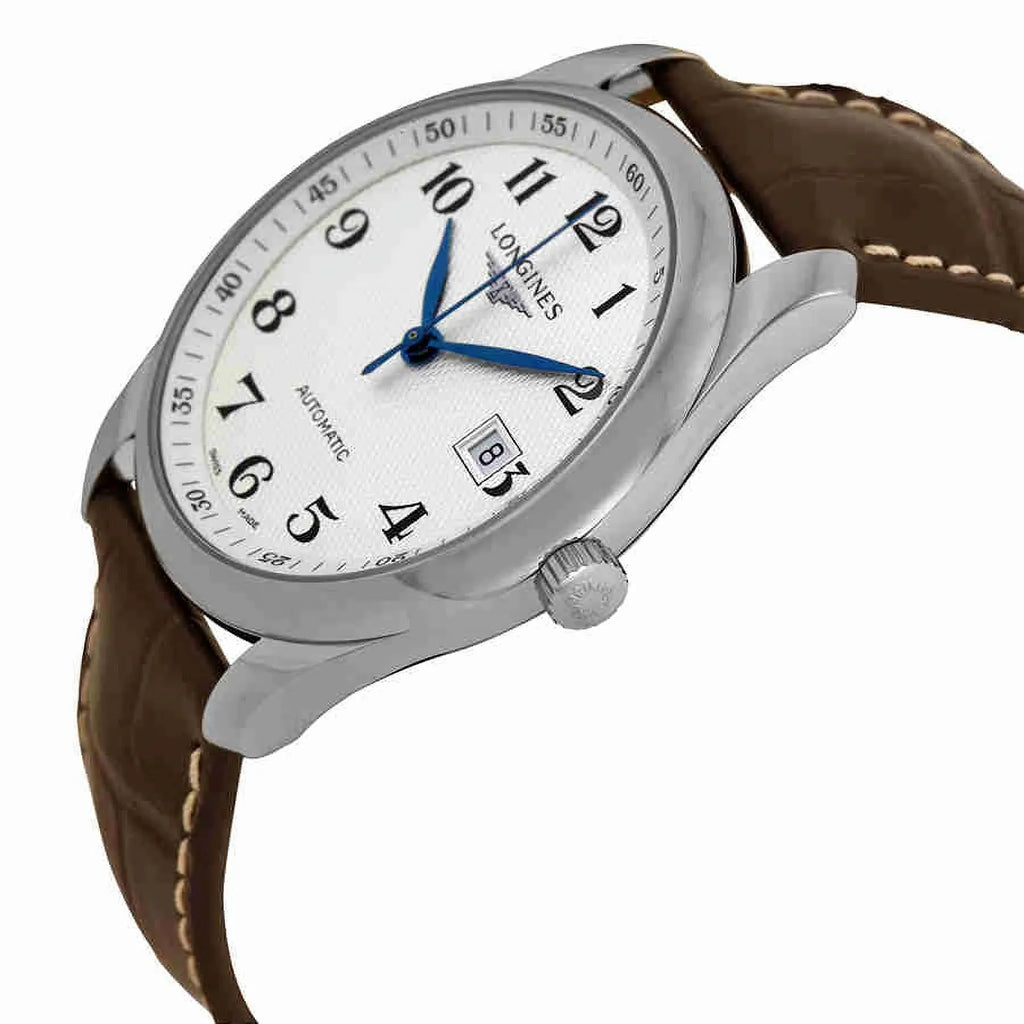 Leather Automatic Watch Master L27934783 Silver Longines Dial Brown
