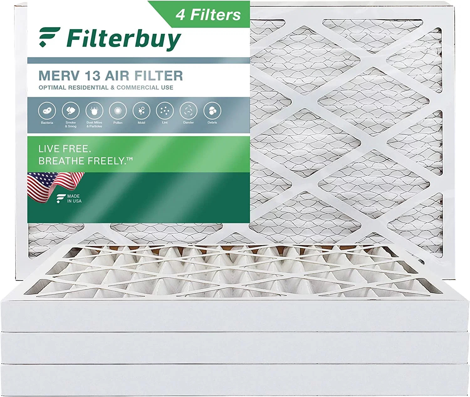 MERV 12x24x2 13 Filterbuy Furnace Air Filters HVAC AC (4-Pack) Pleated