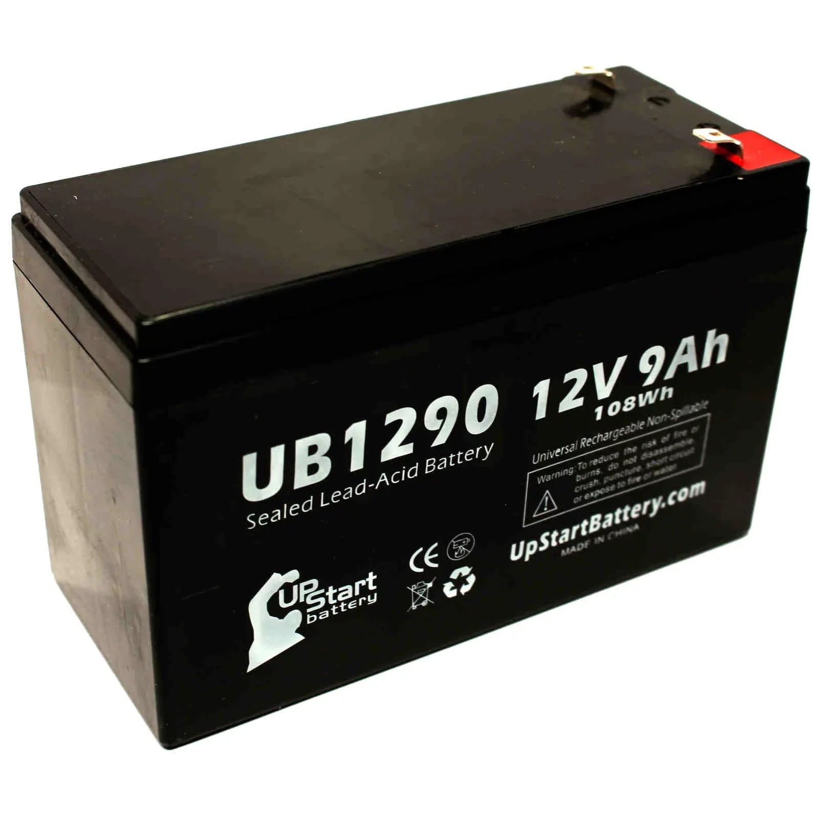 Sealed Battery Terminal, 9000mAh, Terminal Kontron 9Ah, AGM, F1 SLA) MICROGAS Battery Acid Lead 8 Universal 7640 - to - Compatible (12V, 4x UB1290 Includes F2 - Replacement Adapters Pack F1