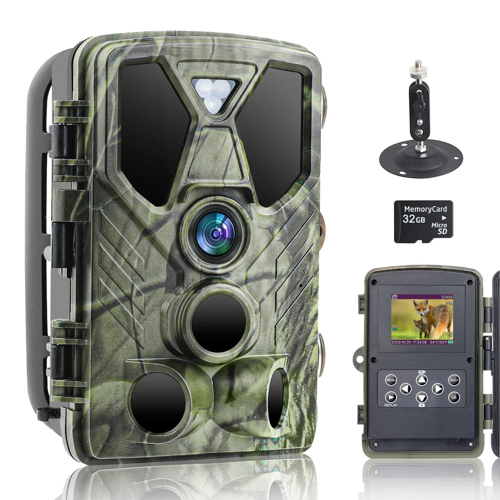 Card Night Hunting TF Trail with IR LED 36MP Hunting Wildlife Wildgame 4K Monitors 32GB HC-812A Trail Vision Camera SuntekCam Trail with Monitor Waterproof Camera