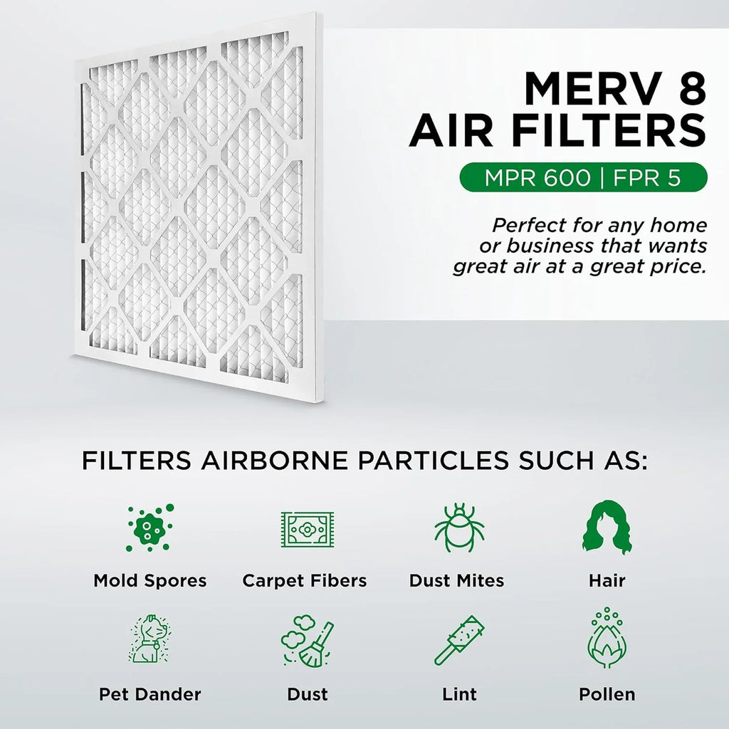 24-1/2 HV 24-1/2 Air 8 Filters. 25X25x1 Furne X 3/4 X Ext Case MERV Of Pleated Size: 12.
