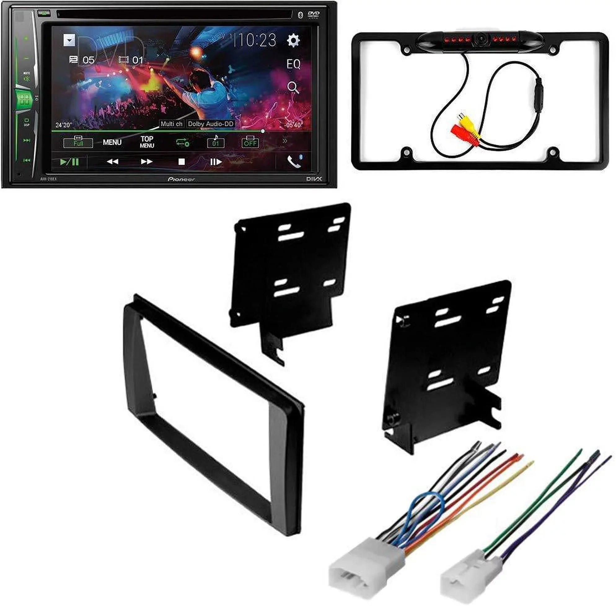 Digital Media Double Bundle Receiver Bluetooth/Backup for 4Runner DIN W/ Pioneer Toyota Limited AVH-241EX 2003-2009 Kit/in-Dash KIT4942 Stereo Car 6.2" AM/FM Camera/Install with Touchscreen DVD/CD
