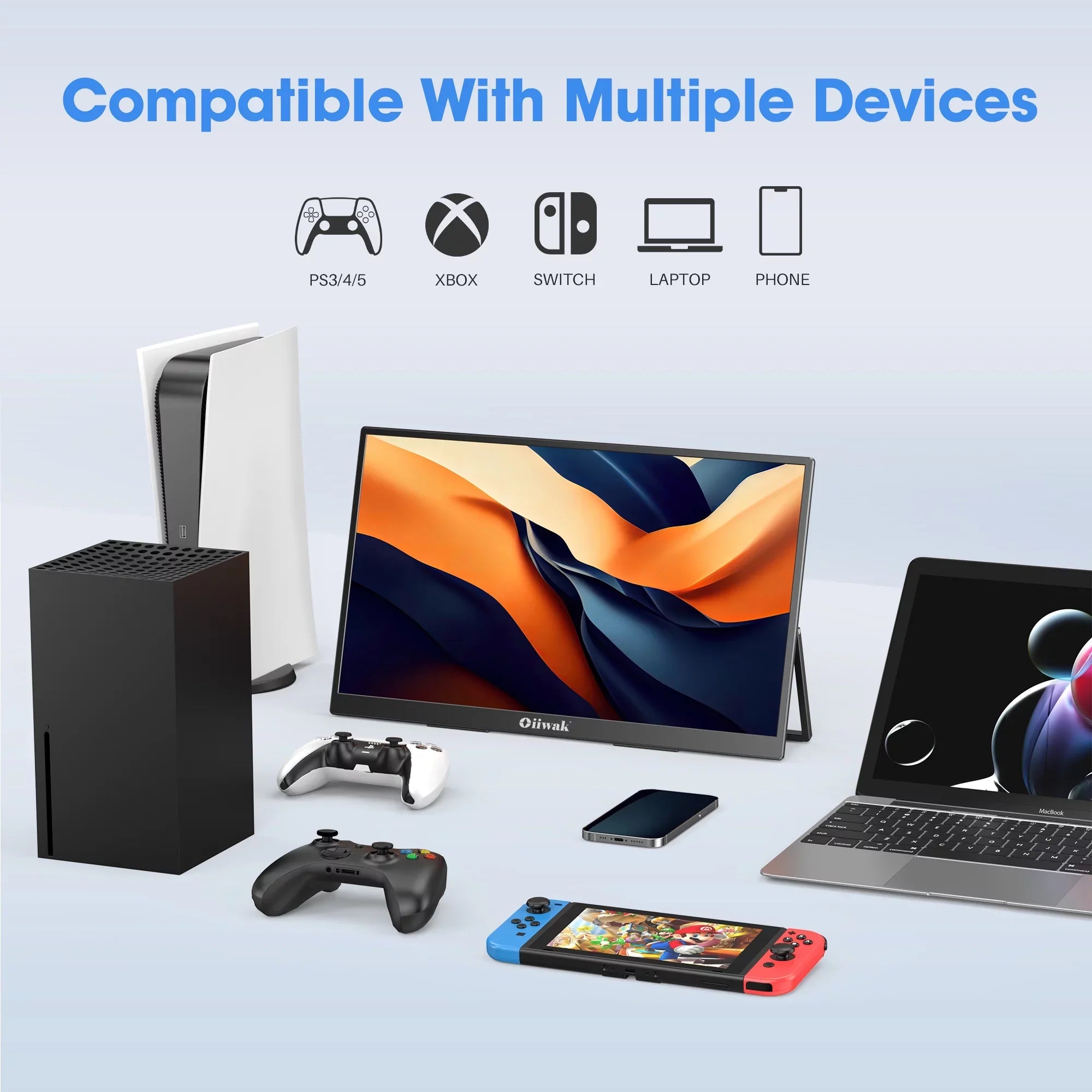 IPS Extender Speakers, Frameless VESA 180° Dual FHD Second Stand 100% Gaming Laptop, Large 18.5 inch 1080P Screen Foldable Oiiwak for Travel sRGB Monitor,100HZ Portable Monitor, &