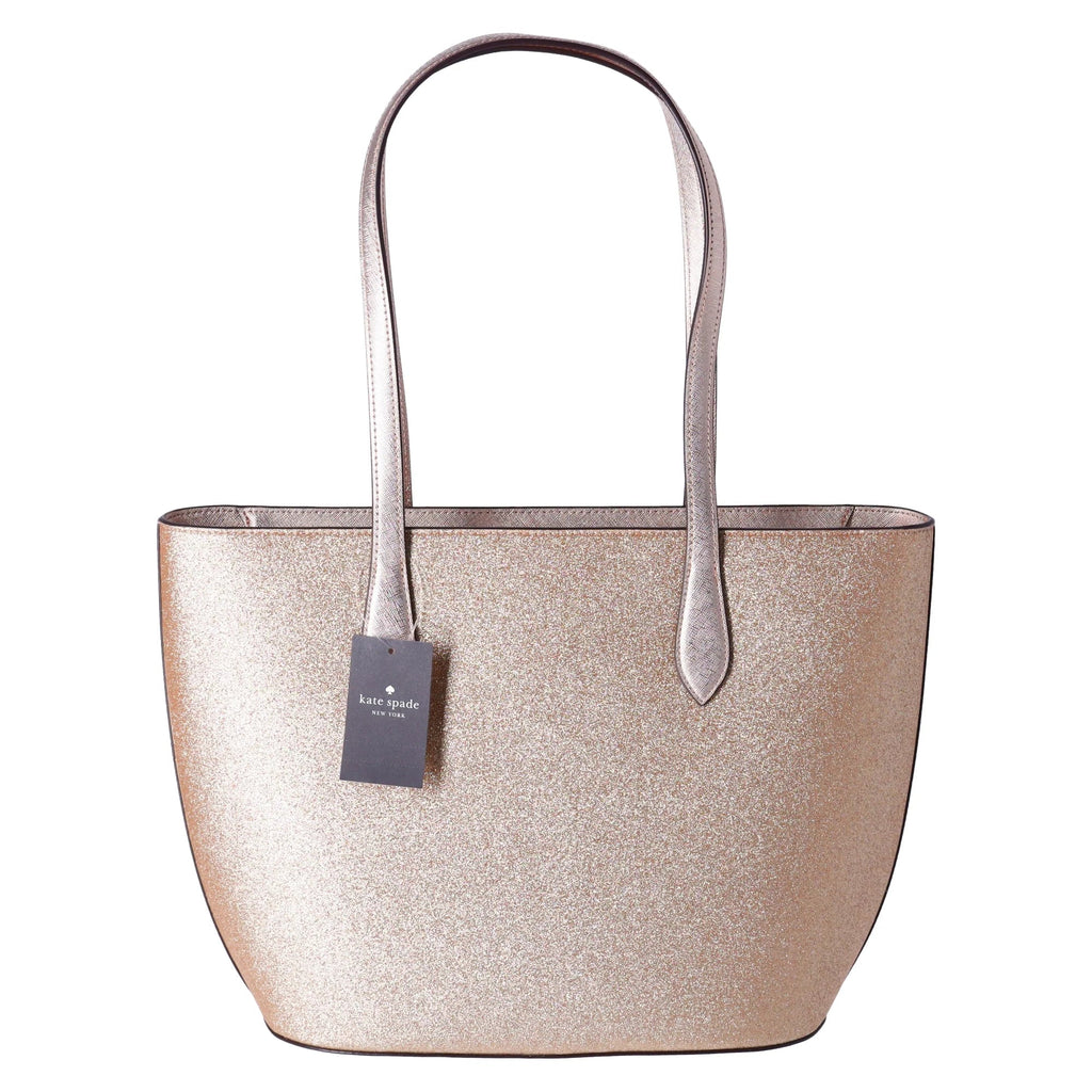 Holiday Tote Kate Top Bag Gold Spade Shoulder Glimmer Zip Large Glitter