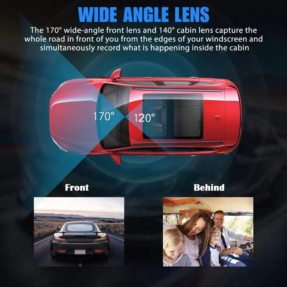 Dash Lens HD Kepeak Dual Car Video Camera G-Sensor Front/Rear/Inside 1080P Recorder Cam