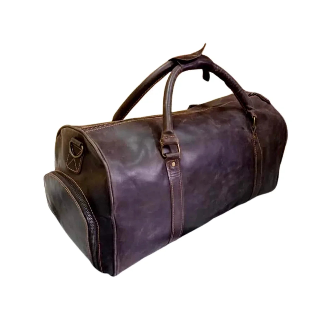 Luggage Cow Bag Dark Brown & Leather Bag Travel Duffle Leather Gym AMERICANSTYLE
