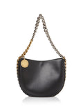 Bag Shoulder Black Women's Faux STELLAMCCARTNEY Solid Chain Strap Leather Chain Detail