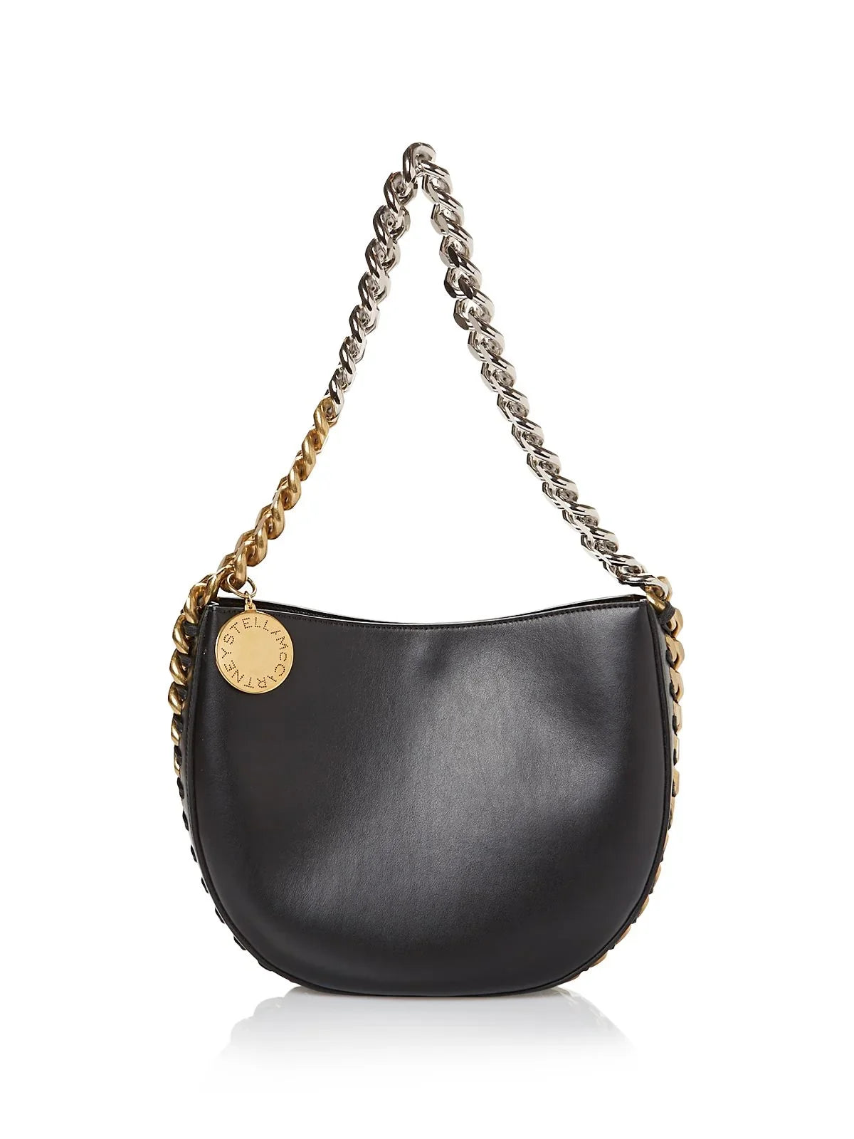 Bag Shoulder Black Women's Faux STELLAMCCARTNEY Solid Chain Strap Leather Chain Detail