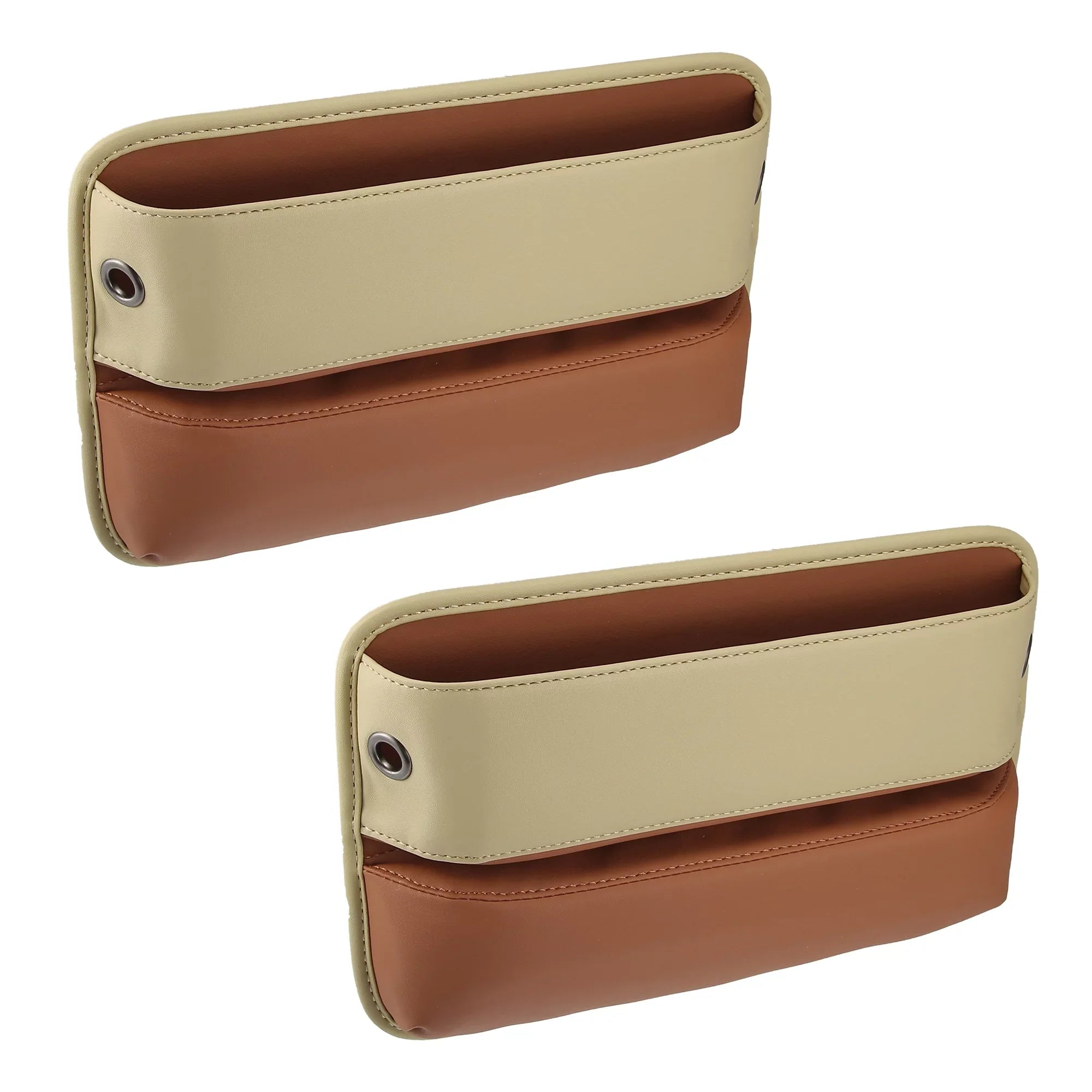 Brown Filler Gap Seat Storage Car Car Pocket Beige Side Multi-function Seat Box Organizer Console 2pcs