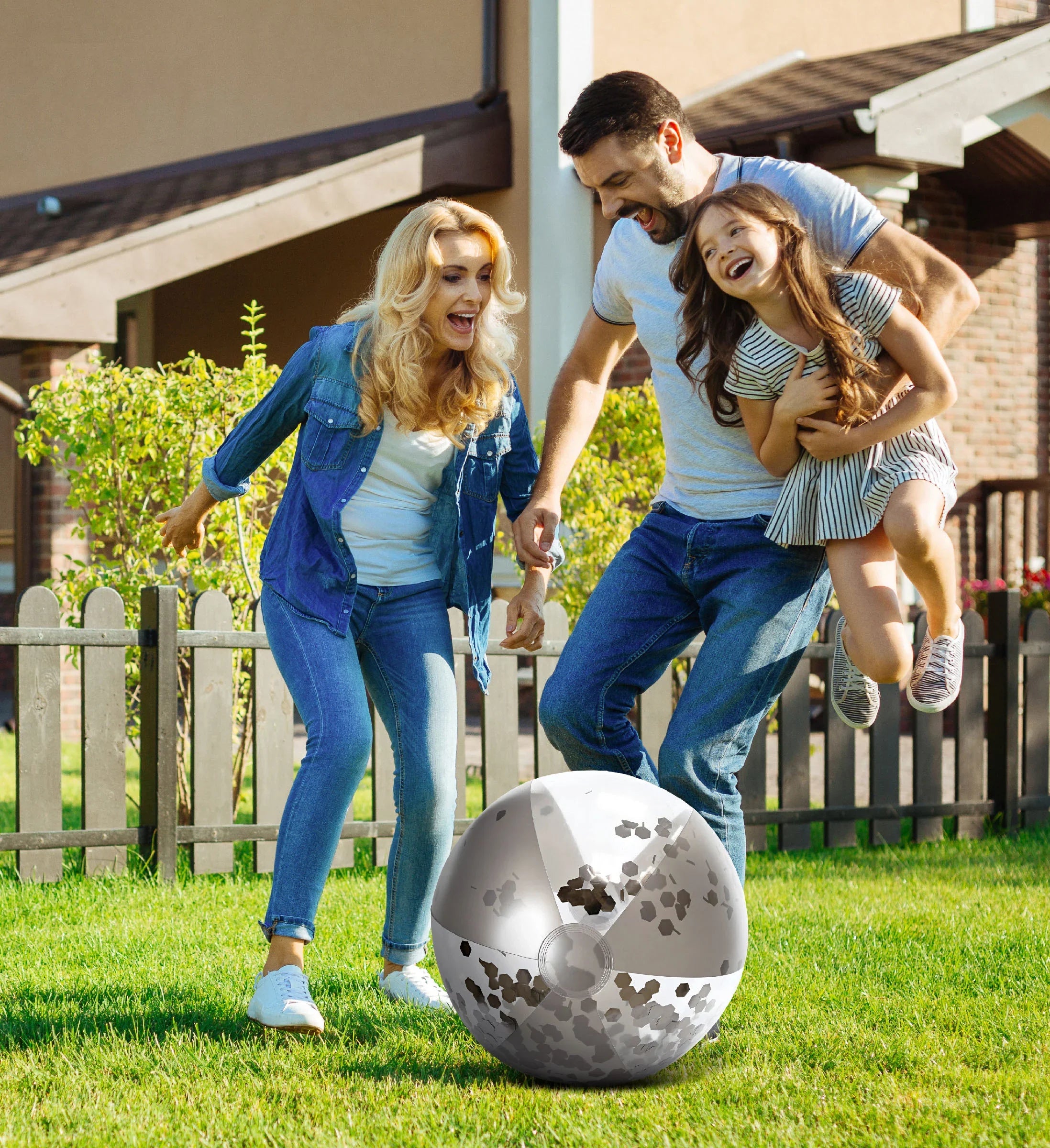 Confetti Duty 4 Vacation, Silver - Pack Premium of Bundle Fun Toys Party, 4 Set Beach, & Lake, Balls Balls, Beach Water for Pool Gold 16 Inch, Inflatable Size - Pool Decor Float Heavy Mozlly of