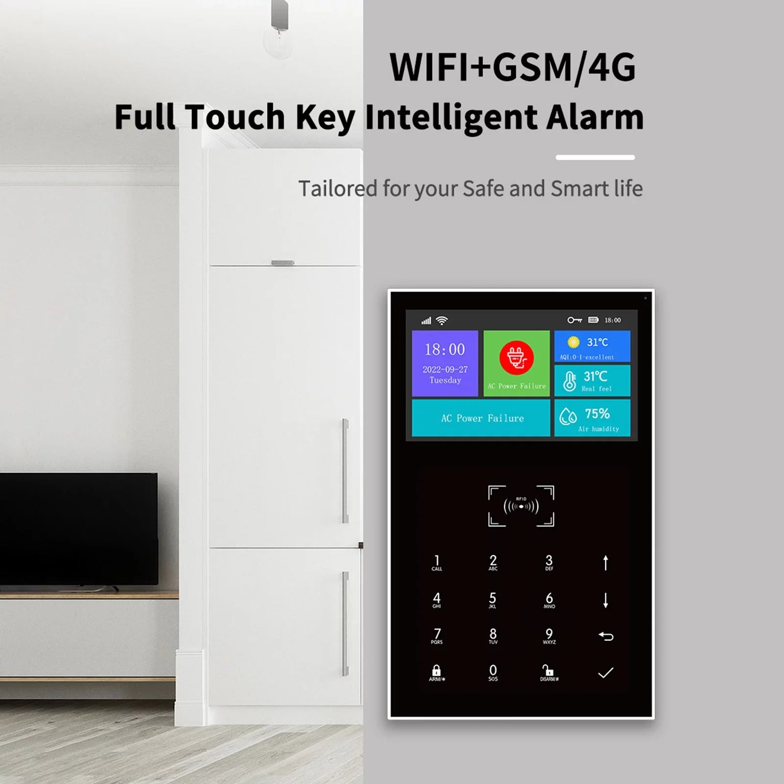 Carevas Smart System DIY Wireless All Screen GSM WIFI RFID Touch USB Life Home Smart Burglar APP