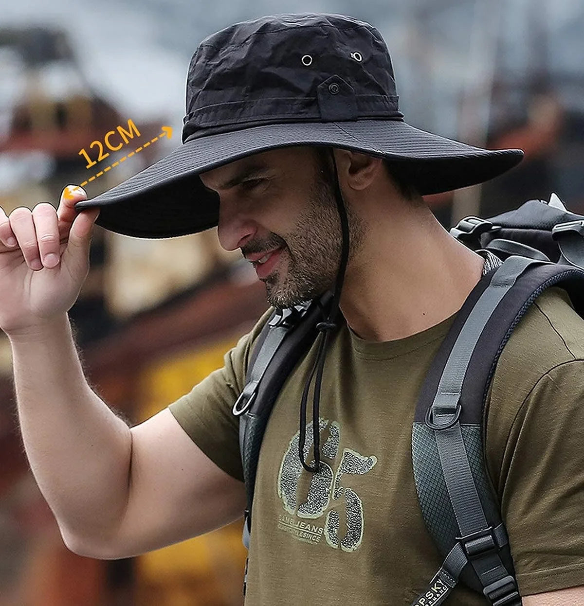 Camping Bucket Brim Hat Safari Fishing Wide Boonie Super Sun Men, Cap Hat Hiking for Gardening UPF50+ for