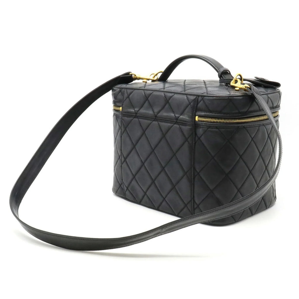 Handbag Vanity Shoulder Chanel Mark Coco Matelasse Pre-Owned Bag (Fair) CHANEL Black Leather