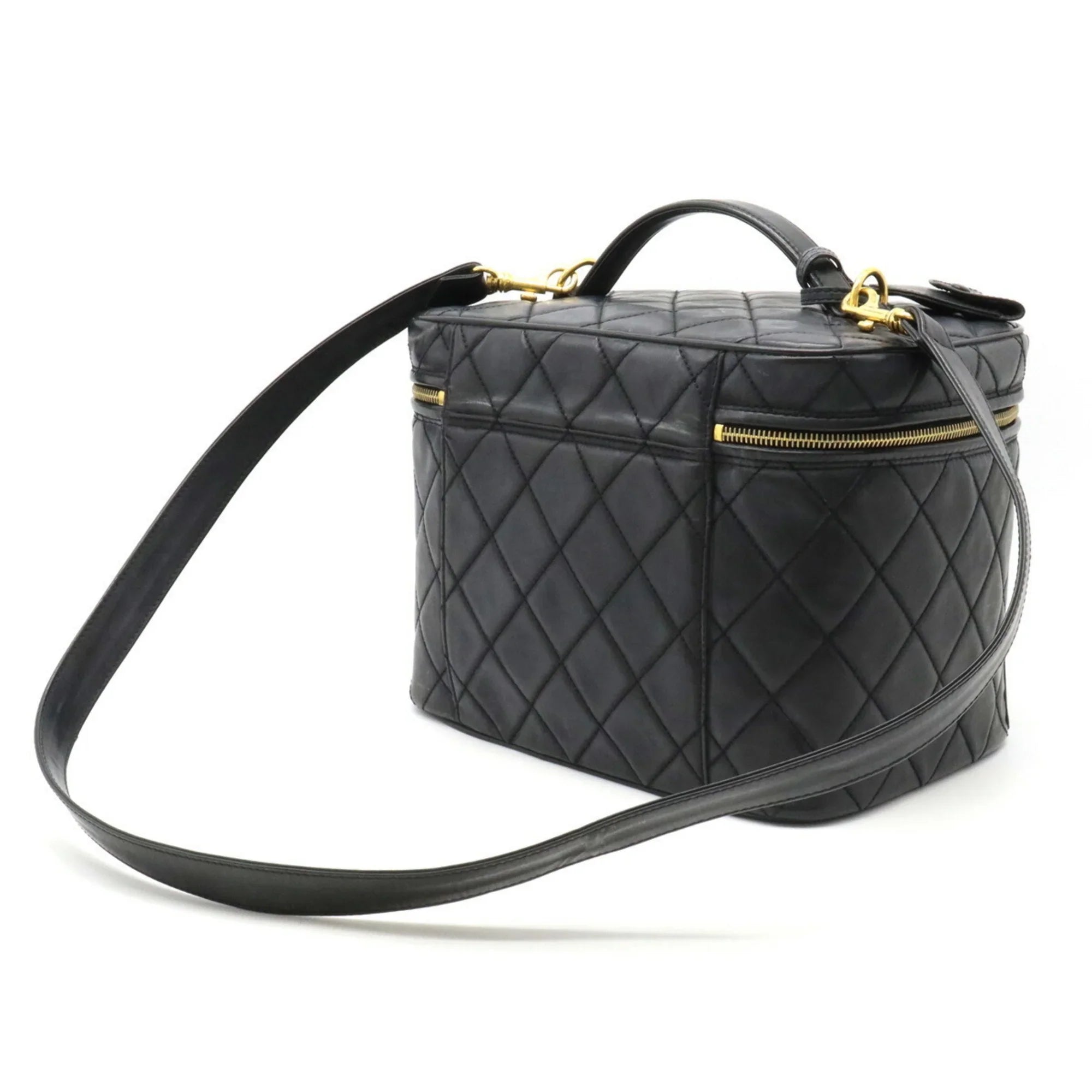 Handbag Vanity Shoulder Chanel Mark Coco Matelasse Pre-Owned Bag (Fair) CHANEL Black Leather