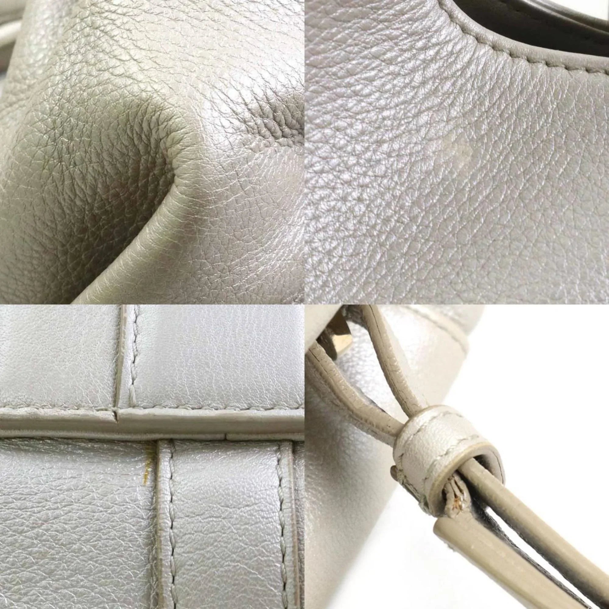 bag Chandra pearl shoulder Pre-Owned BVLGARI Bvlgari (Good) gray handbag leather ladies gold