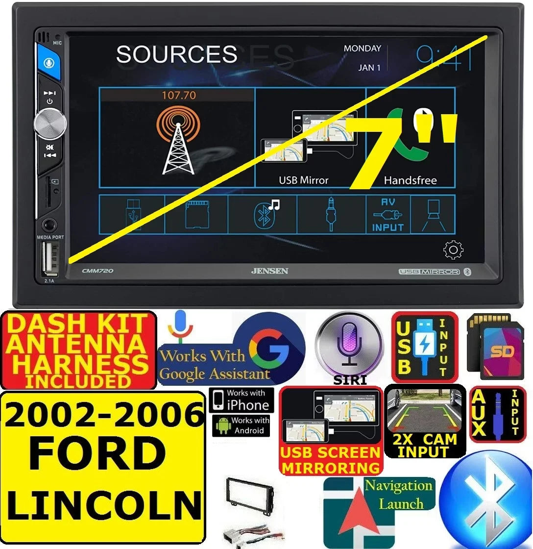 VEHICLE KIT, PKG. HARDWARE AVIATOR USB/BLUETOOTH INCLUDES AM/FM FITS STEREO INSTALLATION FORD CAR RADIO TOUCHSCREEN 02-06 AND SPECIFIC HARNESS, EXPLORER INCLUDING LINCOLN DASH EXPEDITION WIRE