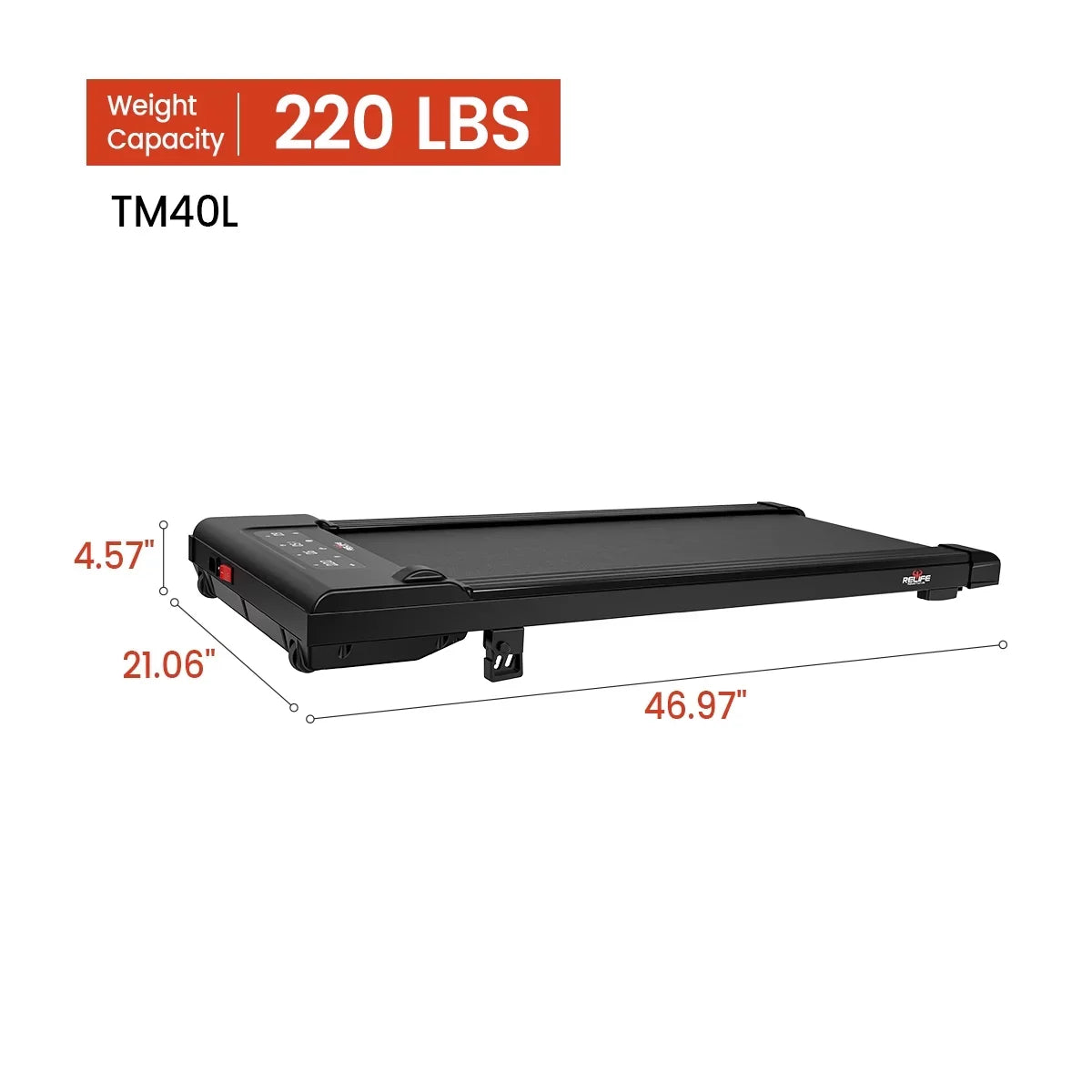 Pad SuperFit 220 Walking with Relife LED Under lbs Desk Quiet 0.5-4MPH Capacity Portable Display Treadmill Black