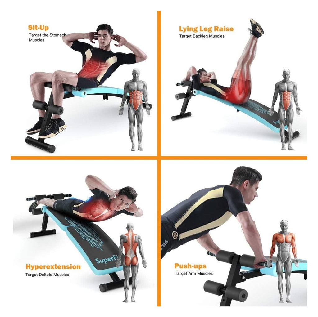 3 Handle Sit Up Bench Equipment , Gym, Sit-up with Settings for Home Workout Height Ab Adjustable Bench Reverse for for
