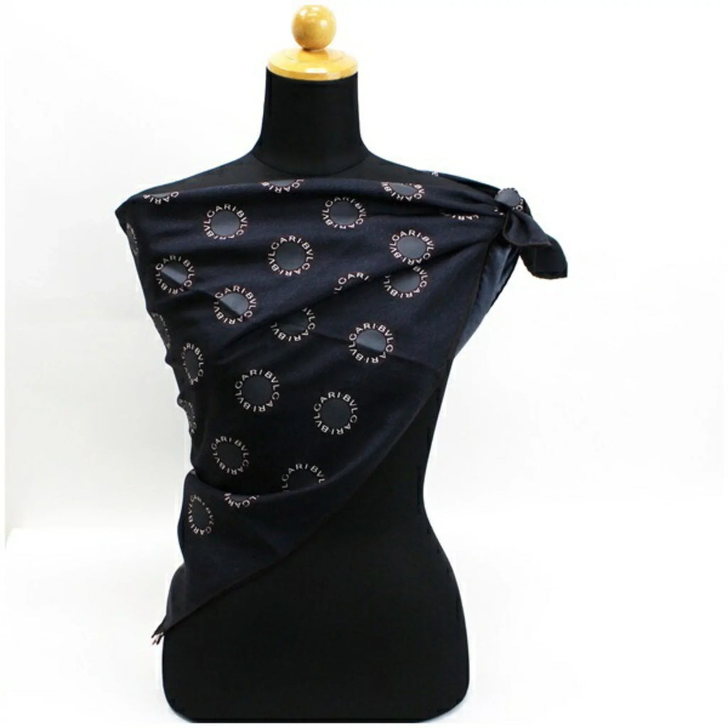 silk Pre-Owned BVLGARI Ladies scarf charcoal gray (Good) muffler