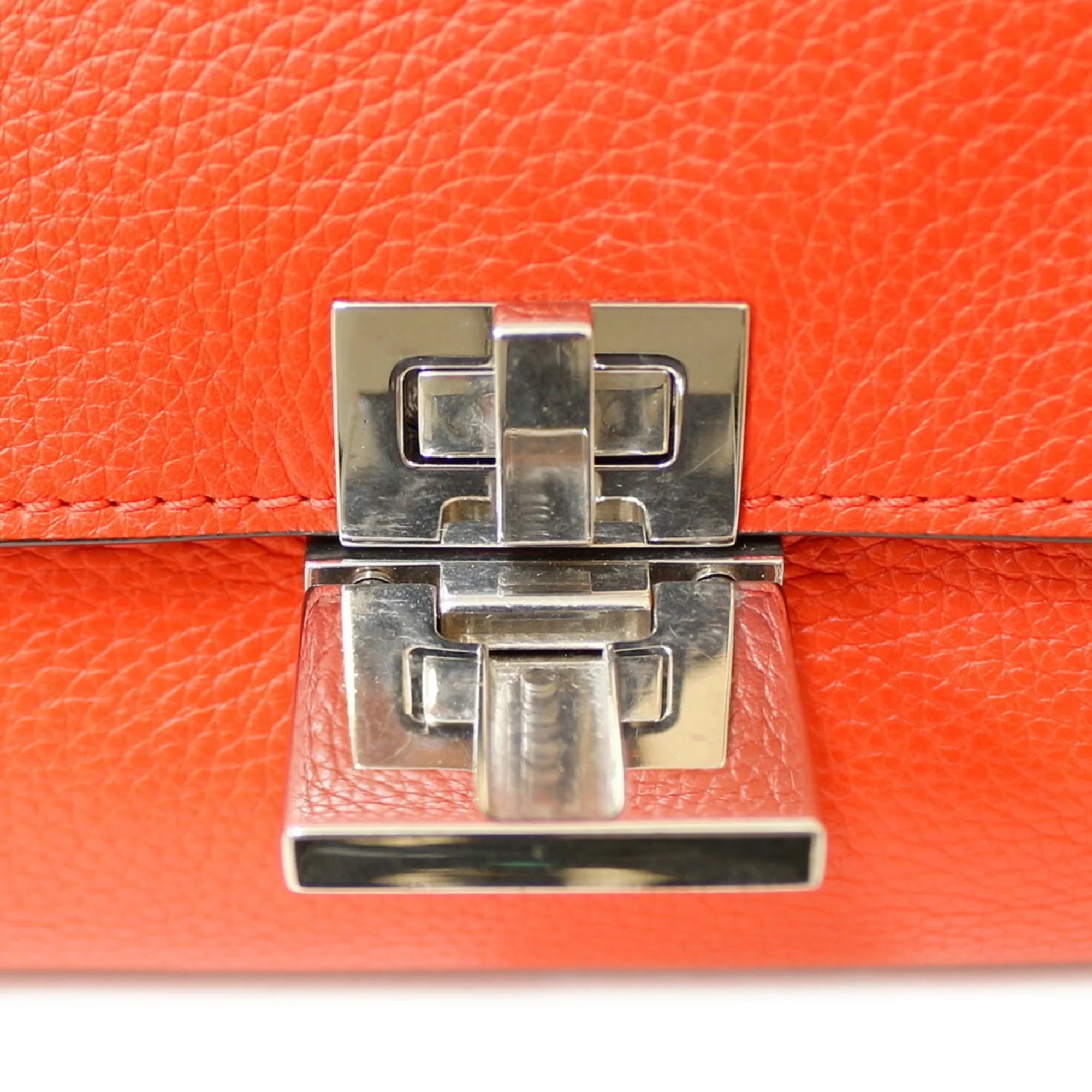 (Fair) Orange Leather Handbag Trapeze Pre-Owned Celine CELINE Women's