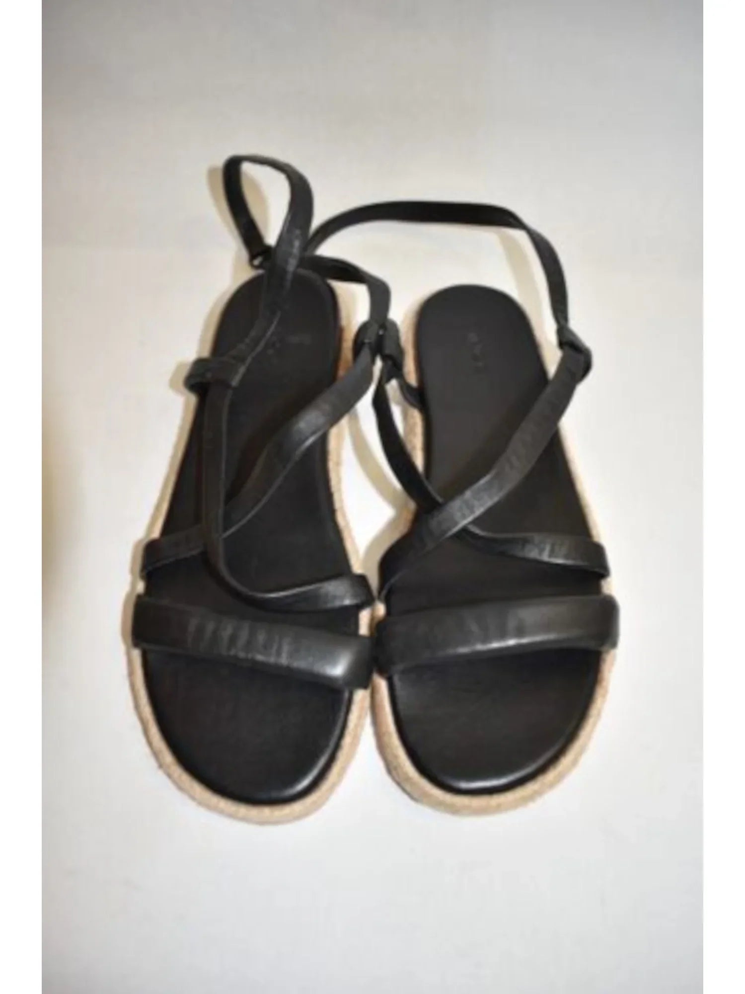 Espadrille Black M 9 Womens VINCE. Toe Smith Round Strappy Ankle Shoes Adjustable Strap