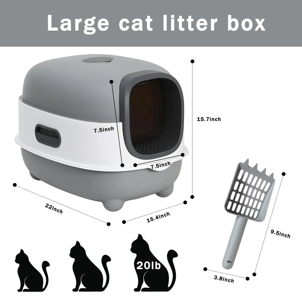 Litter Litter Cat Control,Jumbo Enclosed Hooded,Gray,Door EOIVSH Smelly Box,Pets Cat Large Isolate Boxes,Odor