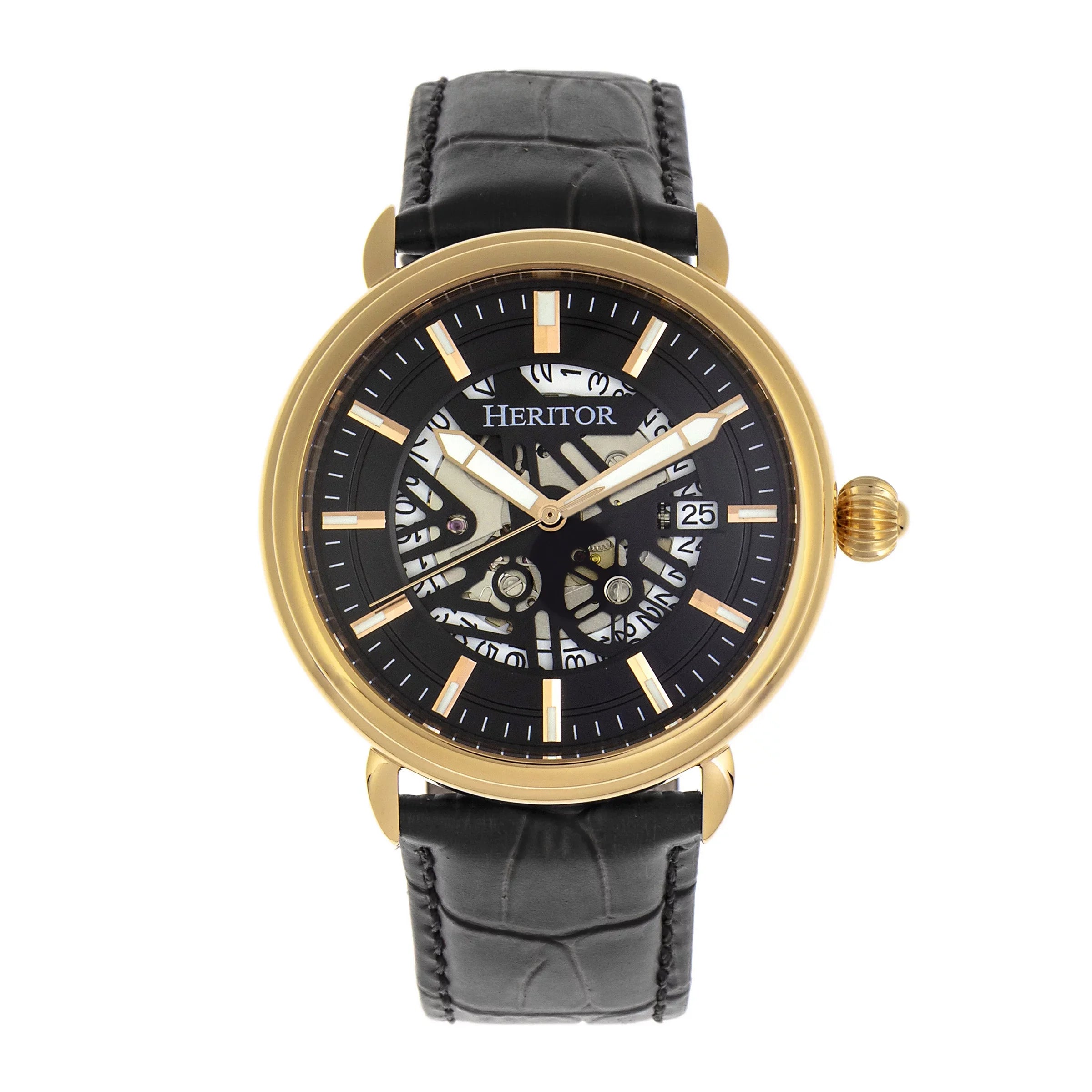 Heritor Silver - Automatic W/Date Watch Mattias Leather-Band