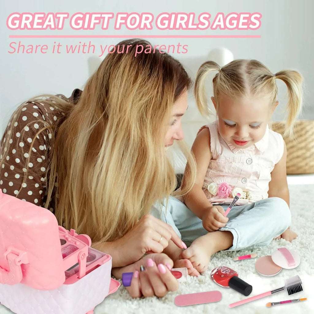 Makeup Girls, Gift, for Non-Toxic Birthday Toys Safe Kit Olds Girls Set, Pink Set Makeup Christmas for Year 24Pcs & Makeup Cosmetic Kids Kids Makeup Washable Toddler 3-12 Frozen Real
