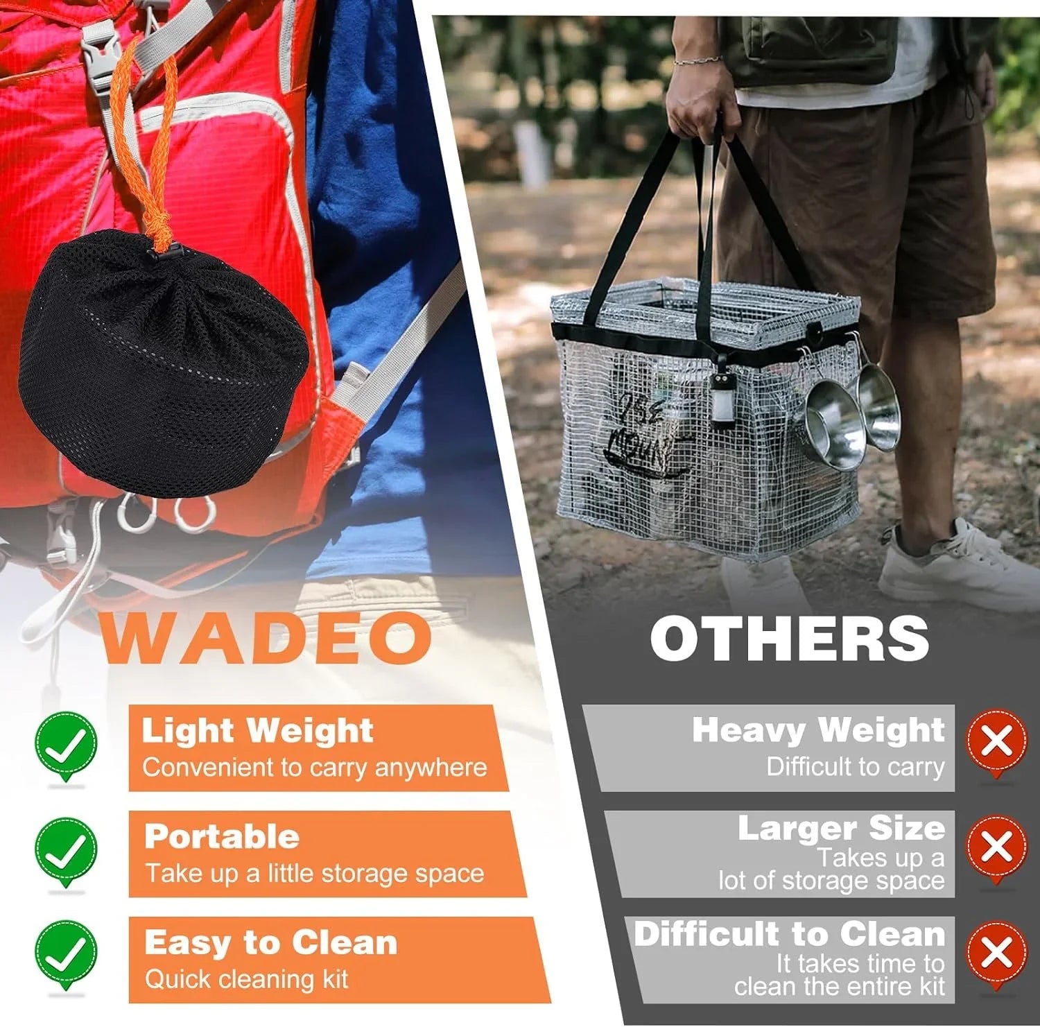 Backpacking with 6800W and Hiking Camping Camping Canister Soup Picnic Kit Fuel Stove, Cookware Spoon, WADEO Spoon for Camping Bowl Stove Pot, with Gas Windproof Outdoor Adapters, Camping Fork, Knife,