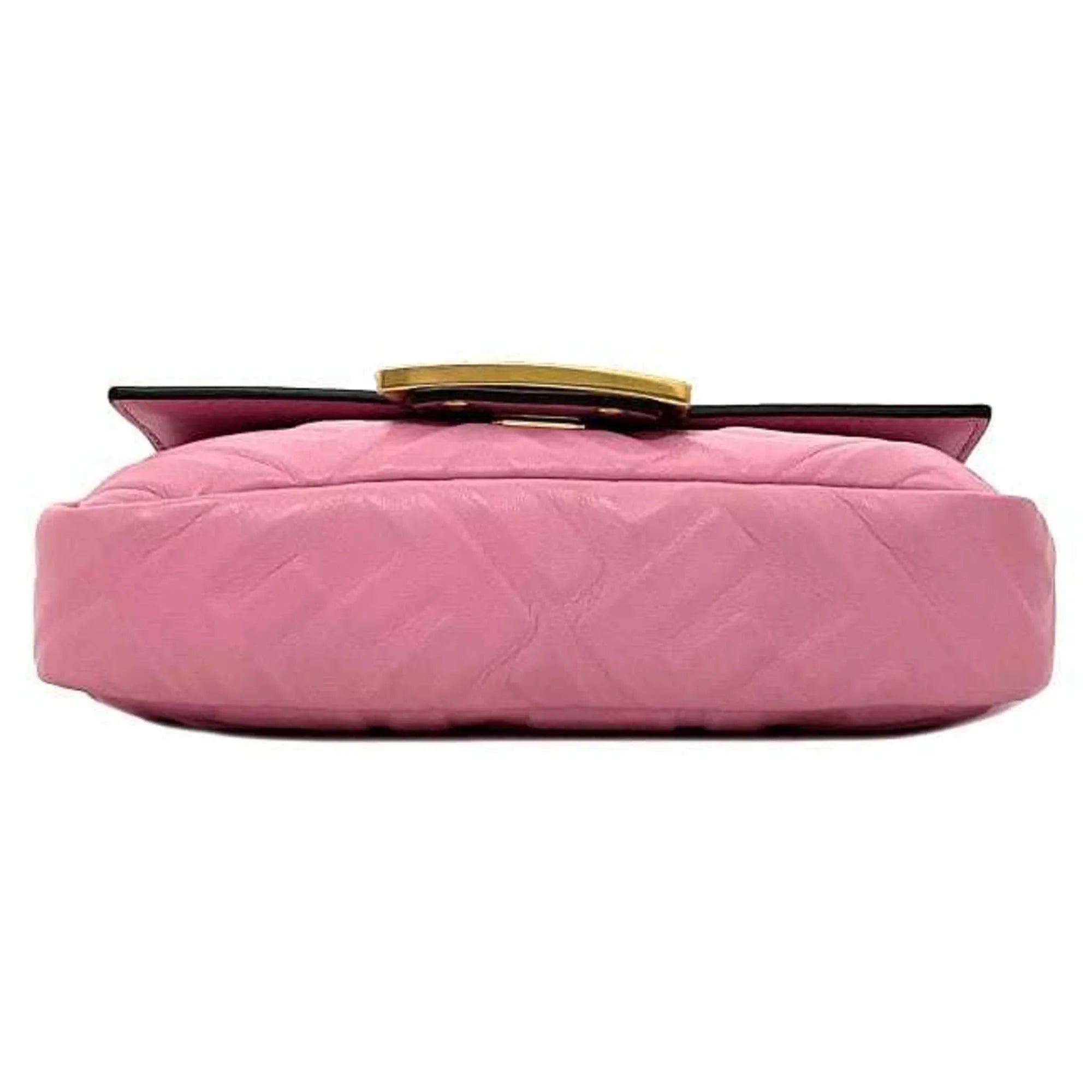 Pink FF Baguette Pre-Owned Chain FENDI Small 8BS017 Leather Shoulder (Like GP Embossed Ladies New) Gold Fendi Bag