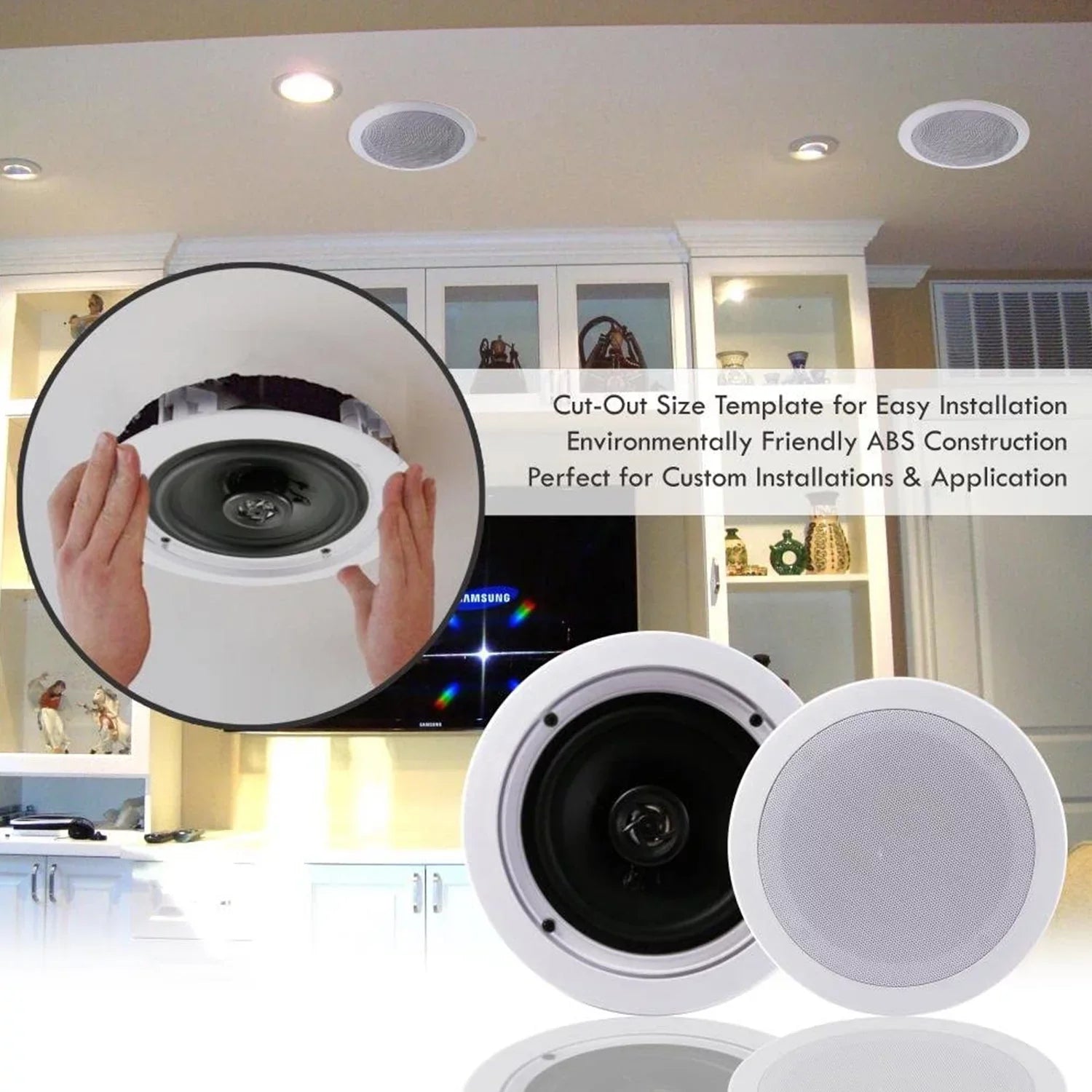 PDIC1661RD (4 Pyle Inch Pairs) Way In Wall Ceiling Speaker 200 System 6.5 Watt 2