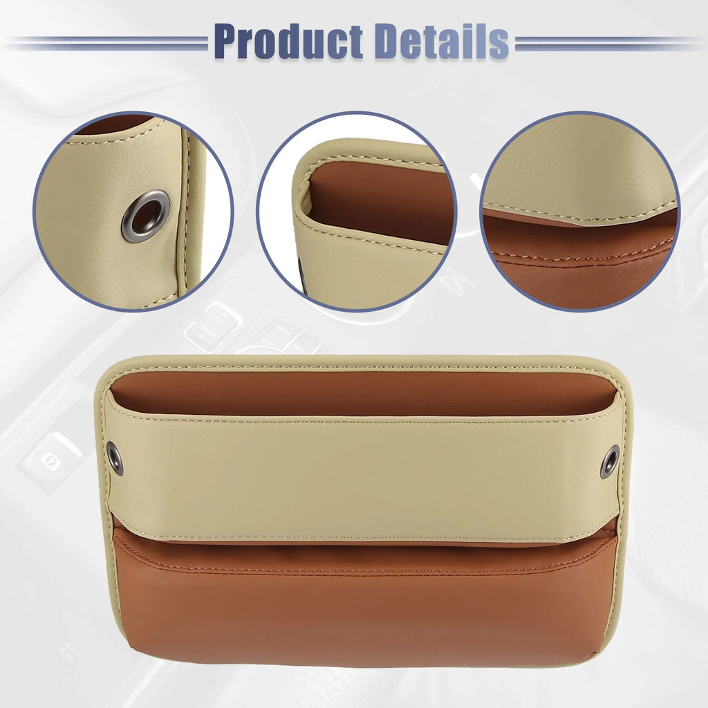 Brown Filler Gap Seat Storage Car Car Pocket Beige Side Multi-function Seat Box Organizer Console 2pcs