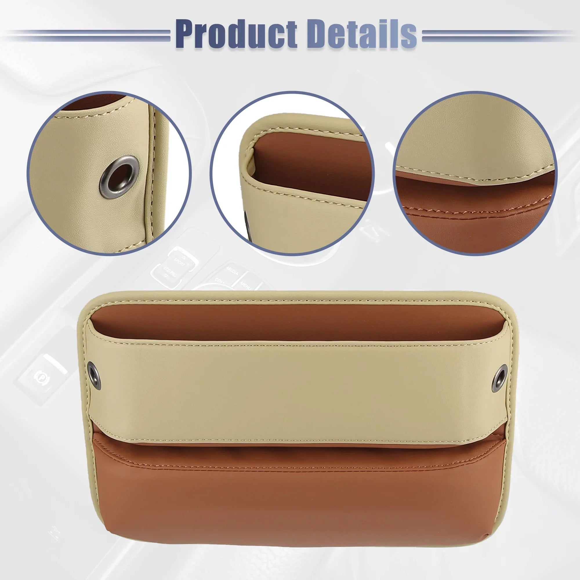 Brown Filler Gap Seat Storage Car Car Pocket Beige Side Multi-function Seat Box Organizer Console 2pcs