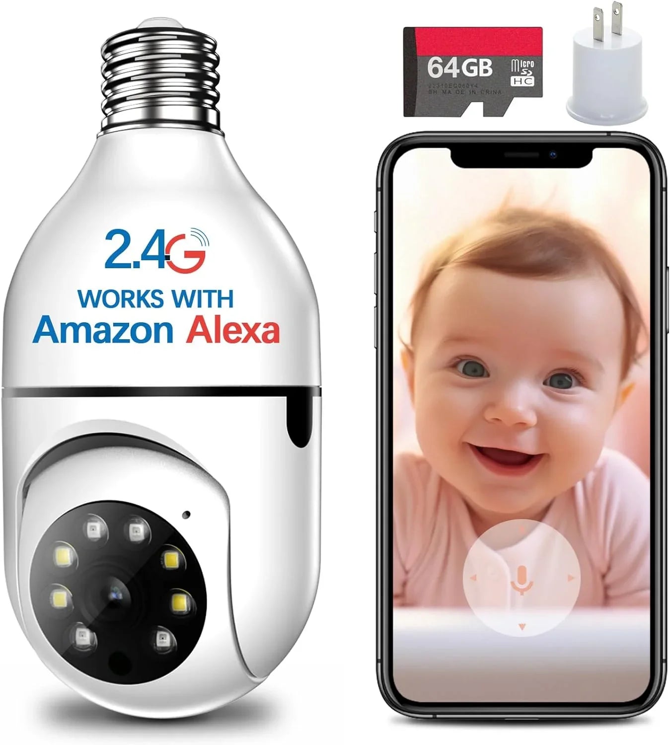 Degree Color 3MP Full Camera Security Light 2.4ghz,360 Outdoor Indoor Light bulb Day Bulb Camera