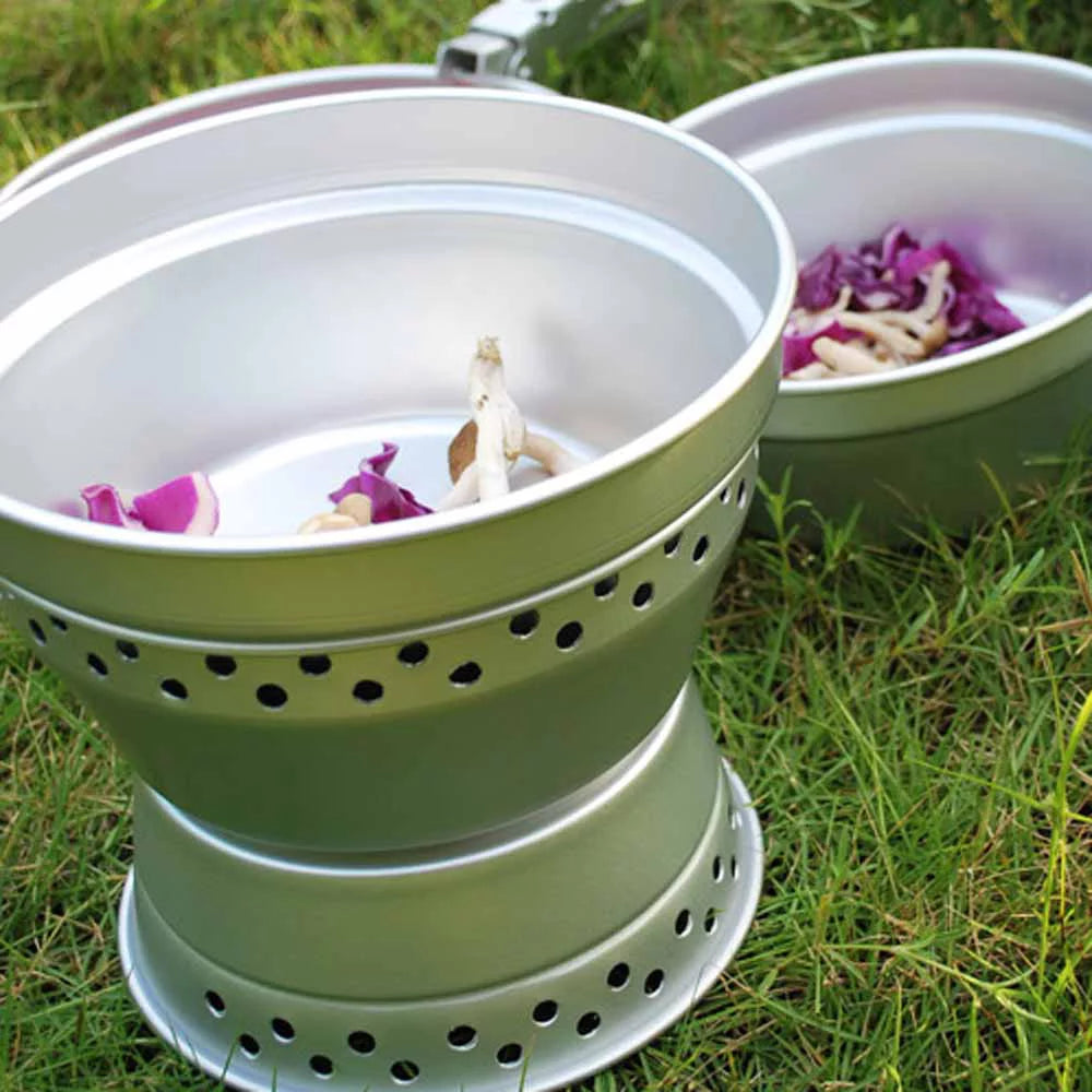 Backpacking Picnic for Spirit Cookware Pot BBQ Cooking Hiking Set Pan with Portable Yabuy Gripper Camping with Stand Mess Stove Kit