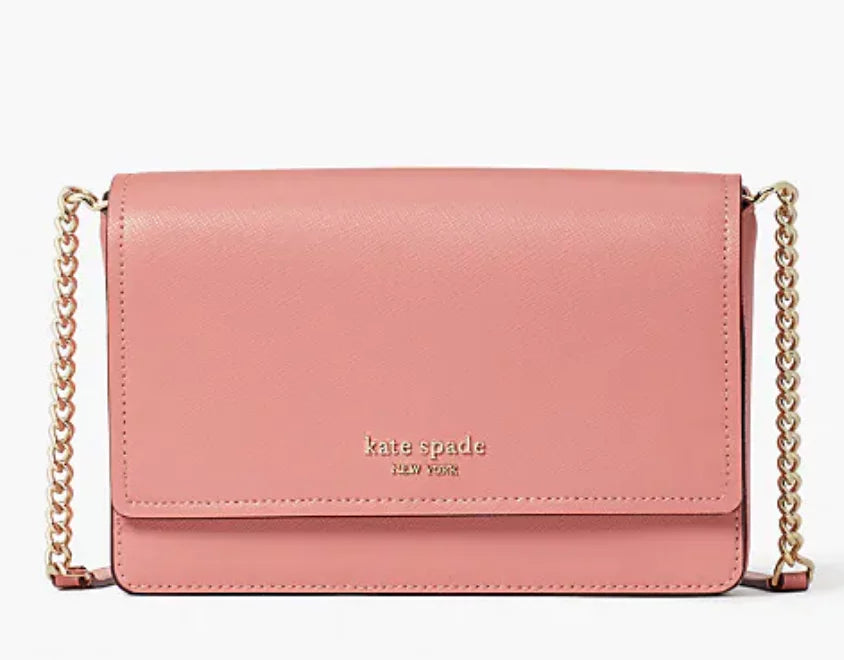 Spencer Spade Chain Pink Kate Crossbody Serene Bag Wallet Saffiano Flap Leather
