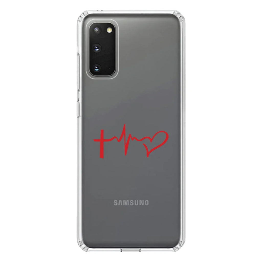 Screen) Galaxy 5G Cross Clear Faith DistinctInk Case Shockproof Bumper Protector Screen - ULTRA - Heart for (6.9" Hybrid TPU Glass Love S20 Tempered Back / - Hope Acrylic