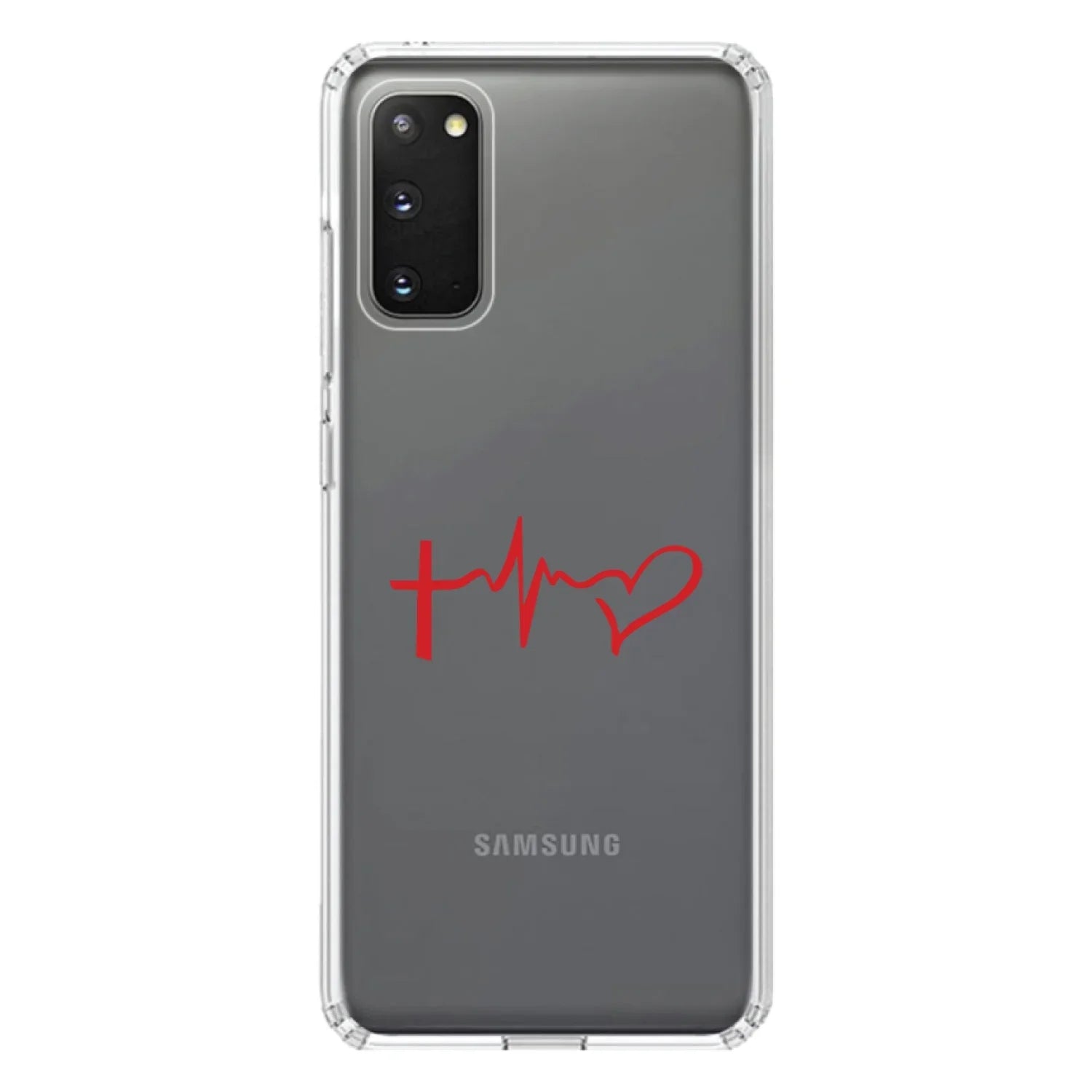 Screen) Galaxy 5G Cross Clear Faith DistinctInk Case Shockproof Bumper Protector Screen - ULTRA - Heart for (6.9" Hybrid TPU Glass Love S20 Tempered Back / - Hope Acrylic