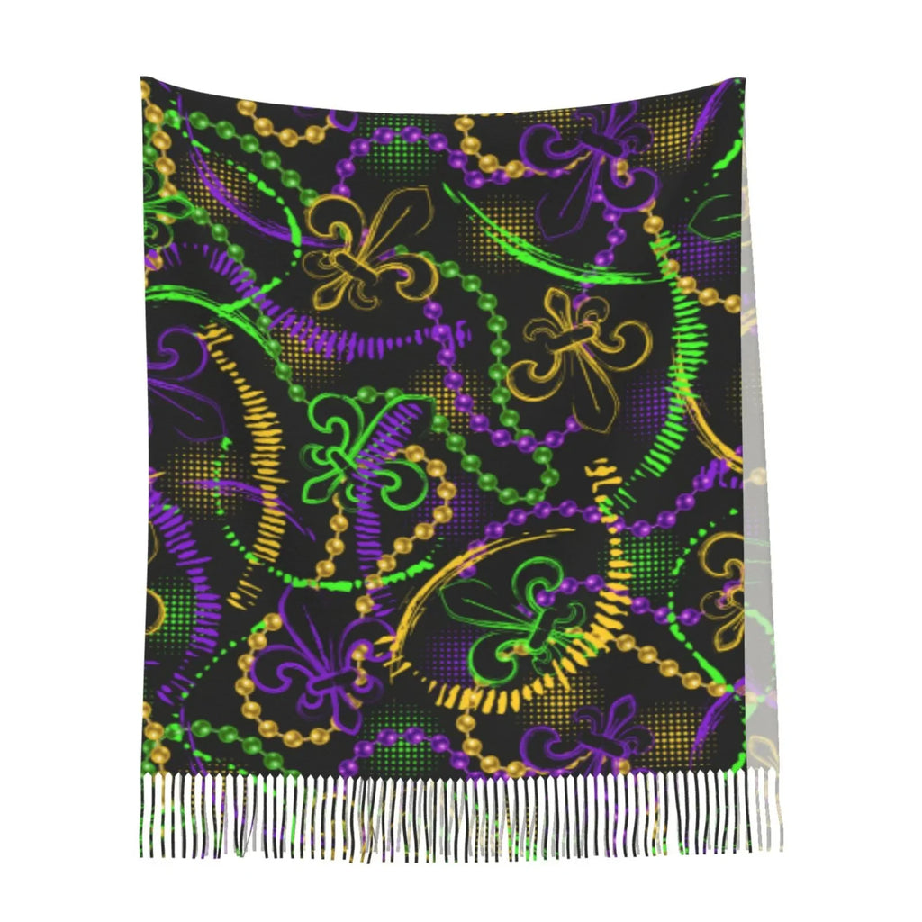 Warm Women Gifts- Wrap Soft Winter Gras Mardi Neon Shawl For Scarves Cashmere Scarf Feel Art Bingfone Print Elegant Large