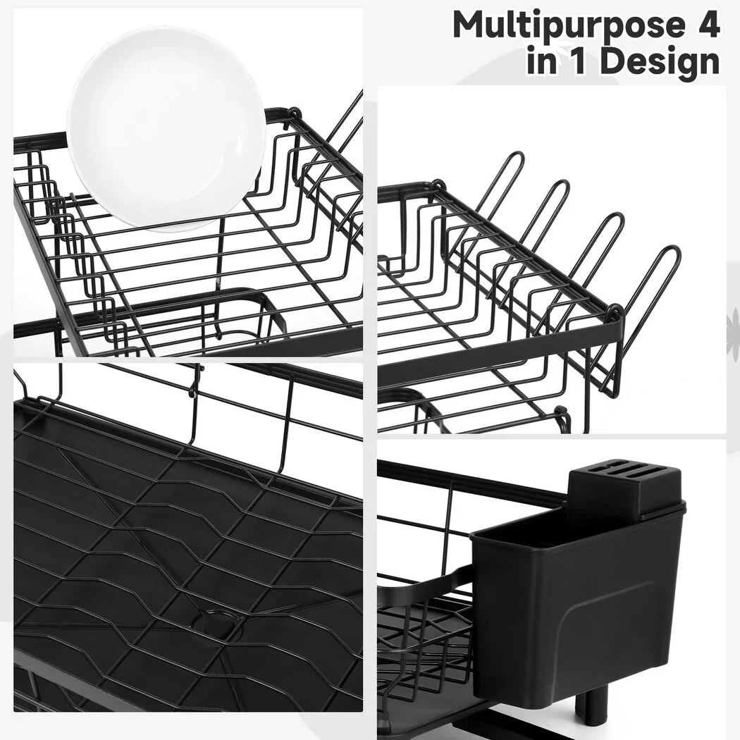 Organizers, Dish Dish Rack with Blac and Dishes Drainer with Utensil Dish Holder, Stainless Drying Steel Tier Rack Detachable Dish Drainer, and Drainer Storage Kitchen Counter, for Dish Kitchen Rack 2