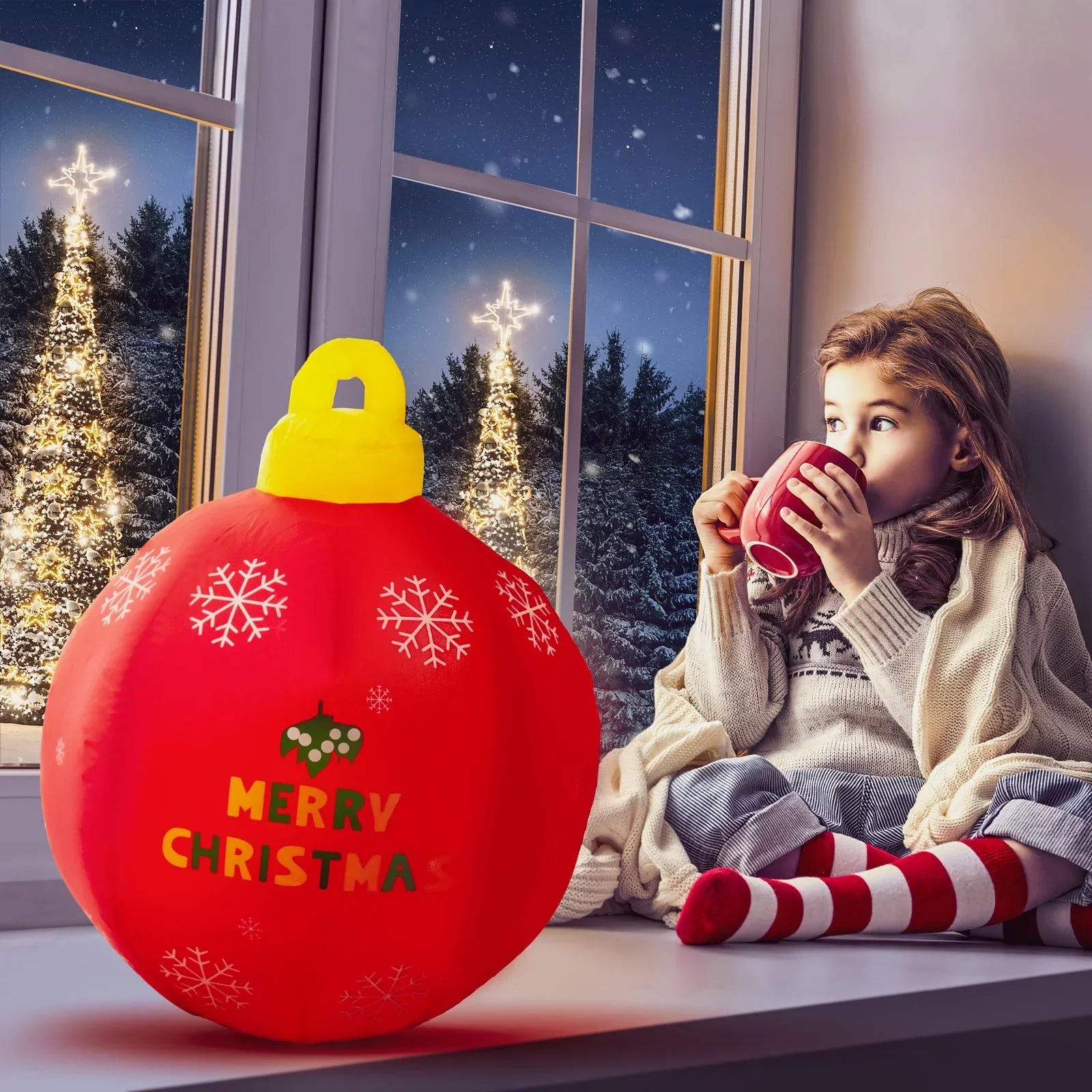 Yard Decorations Chrismas Inflatable for Decorations Little Ornaments Light Blow Large Outdoor Ball, Ball Christmas Decorations Up Inflatables Christmas Ball Ball Toys Christmas Fun Up Christmas