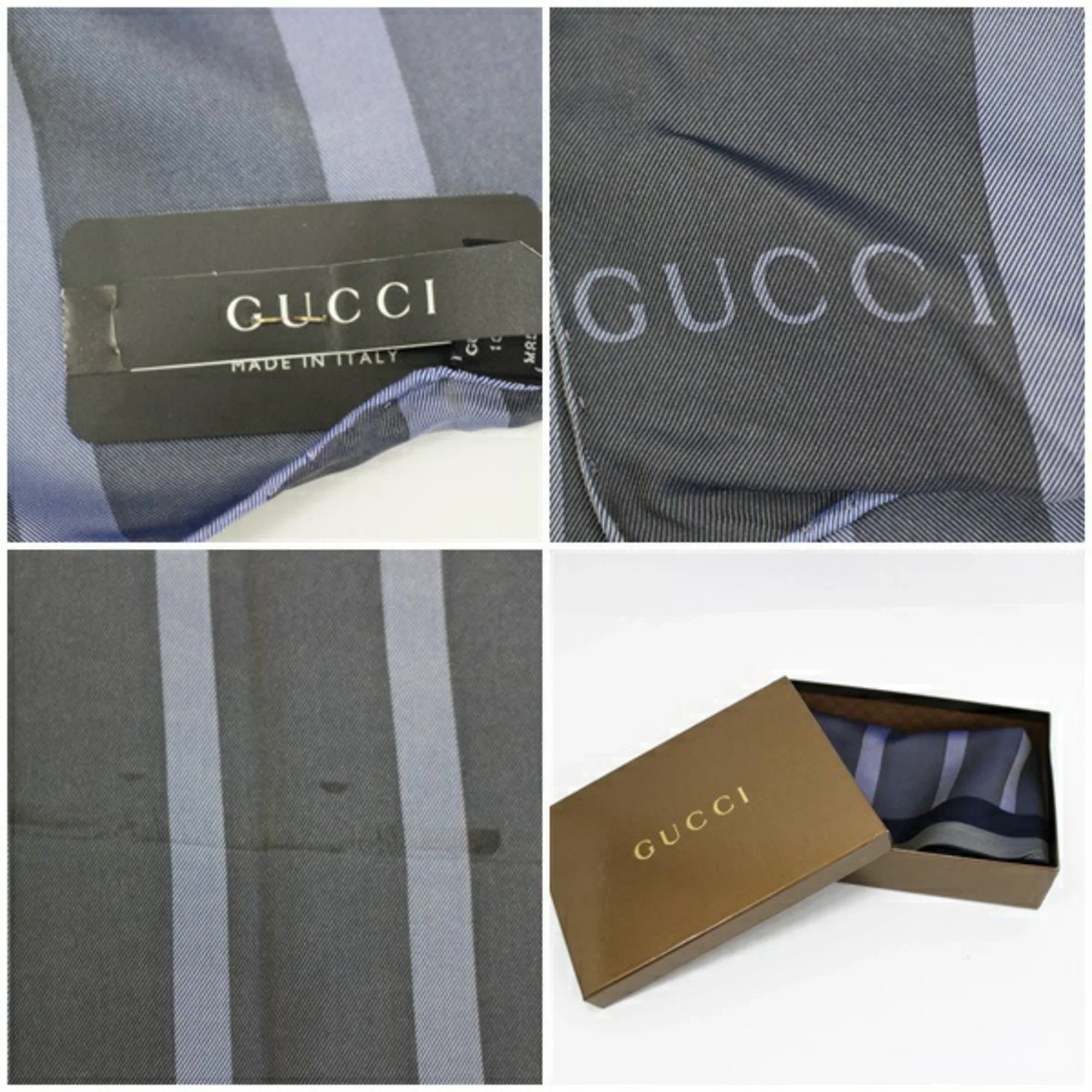 purple (Good) pattern Pre-Owned x striped Gucci GUCCI muffler scarf silk multicolor women's gray navy
