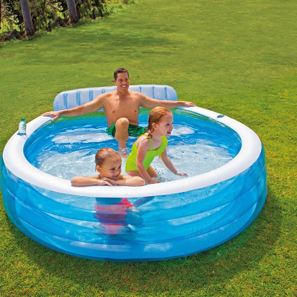 Intex Air Pump 7.08'x 120V w/ Electric 30" Built Pool & Family Lounge Bench In