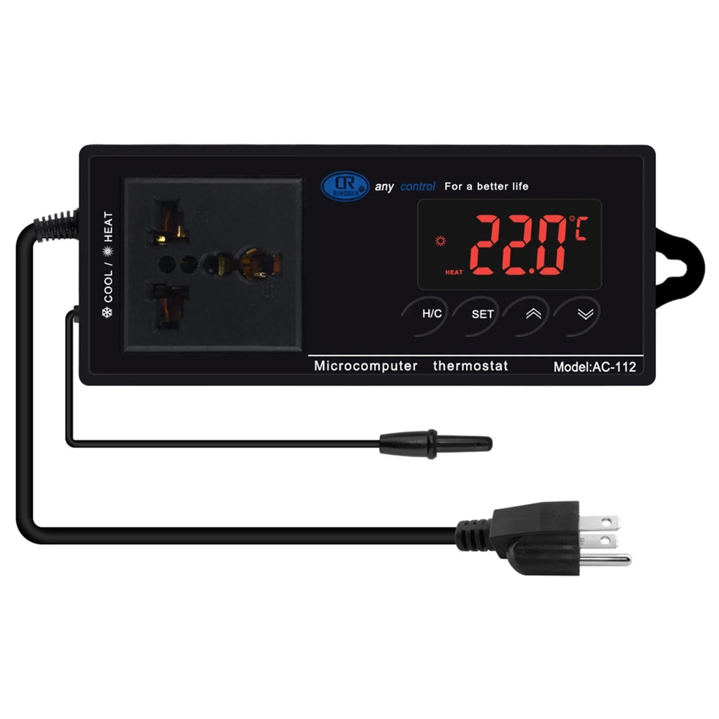 Home & Cooling Brewing Heating Freezer Green Mode Thermostat Incubation Reptiles Outlet Reptile Temperature House Controlled for Lepmerk Thermostat Chest with -40℃~110℃ Controller Digital Plug