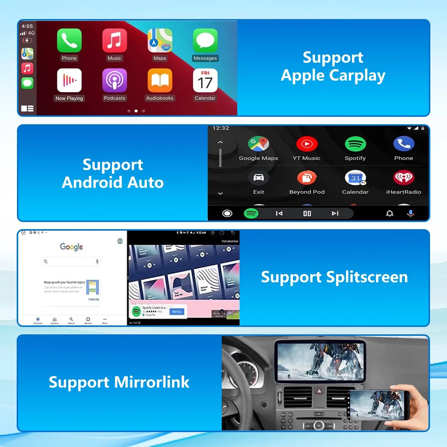 Screen Auto Wireless Benz Mercedes 2011-2014 with Year Car CarPlay 13 10.25" W204 Mirrorlink Stereo Class Touch Car 8GB+256GB Wired Screen C NTG4.5/4.7, Touch for Supports Android Road Top Android