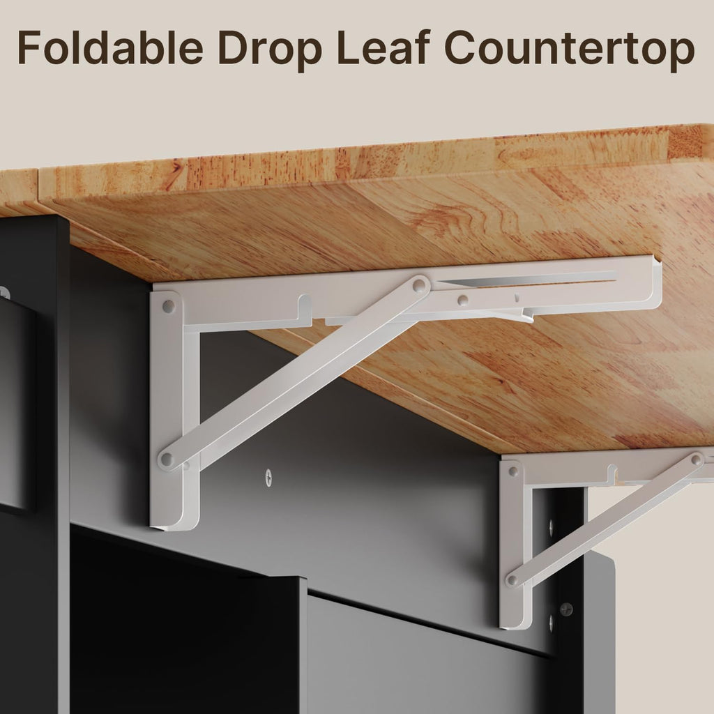 Gizoon 41.7" W Kitchen Island with Storage, Kitchen Island with Drop Leaf