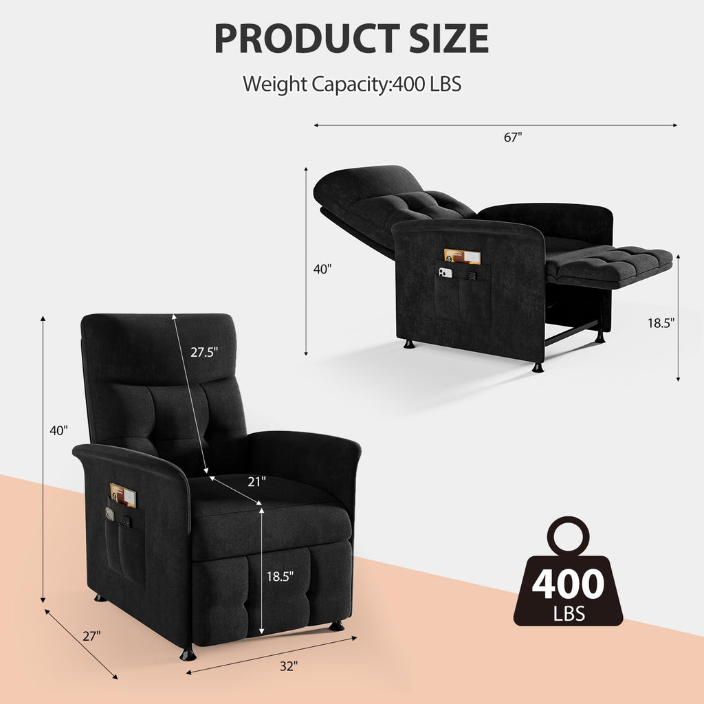 Power Recliner Chair with Heat & Massage, Electric Recliner for Elderly